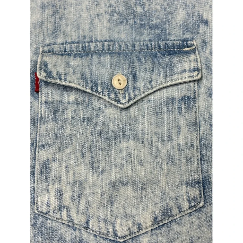 Vtg Y2k Levi's XL Acid Wash Denim Shirt Short Sleeve Button Up‎ Menswear